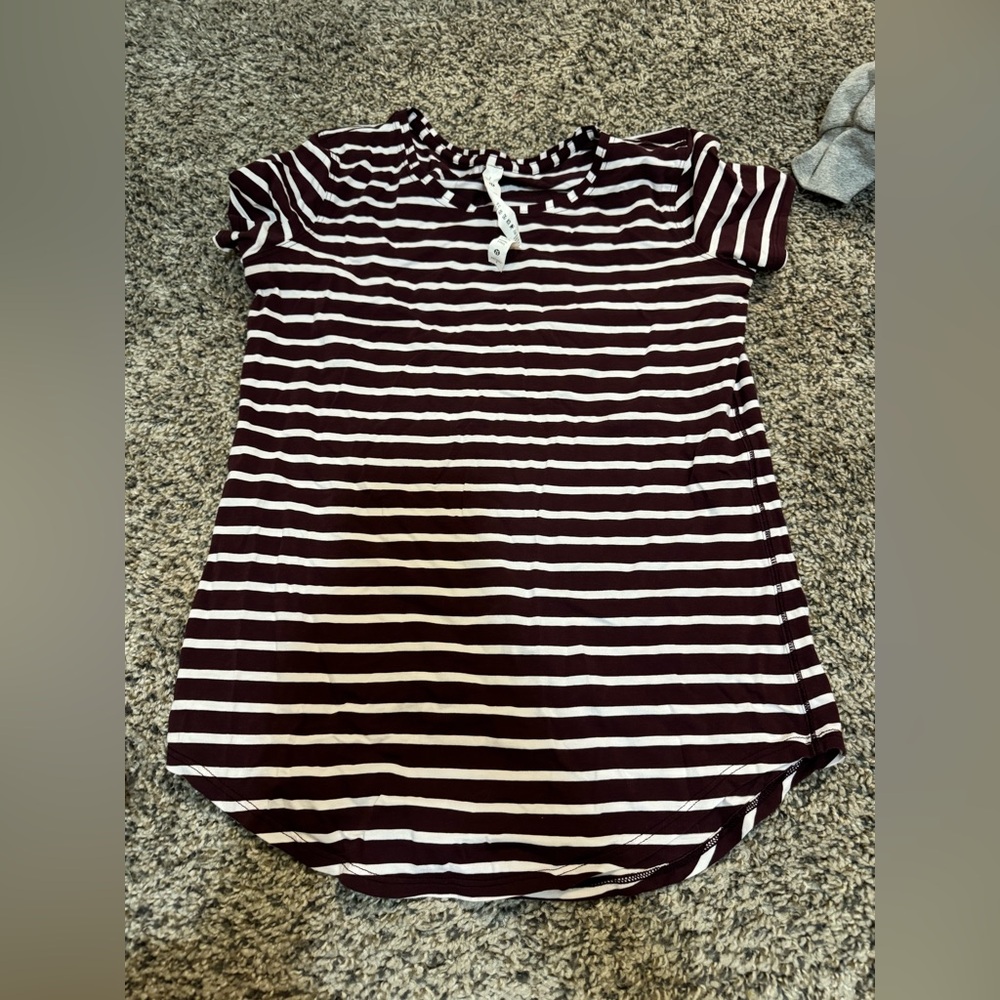 Striped Maroon and White Women's Top
